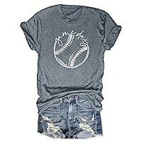 Summer Tops for Women 2024 Fashion Baseball Sport Printed Loose T-Shirt Casual Round Neck Short Sleeve Shirt Top