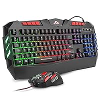 Rii RK900+ Keyboard and Mouse Pack Accessory for PC, Video Gaming, Keyboard and Mouse Combo with Wired Multicolour LED Backlight Spanish Layout Black