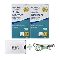 Equate Loperamide Tablets for Diarrhea,2 mg Helps Control Symptoms 24 ct + + 1 Card Protector SchmiidtEmpire + Sticker - Pack of (2)