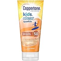 Kids Clear Sparkle SPF 50 Sunscreen Lotion, Water Resistant, Reef Friendly (Octinoxate & Oxybenzone Free), Cooling, Moisturizing, Broad Spectrum UVA/UVB Protection, 5 Fl. Ounces