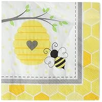 Creative Converting Bumblebee Baby Napkins, 6.5