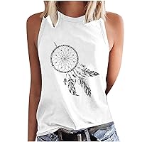 Ladies Tank Tops Crewneck Sleeveless Graphic Shirts Casual Summer Vest for Women Comfy Loose Basic Blouses Tanks