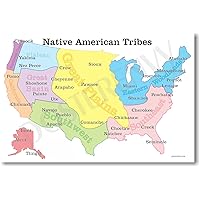 Native American Tribes Map - US History Classroom School Poster
