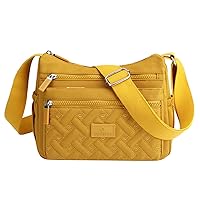 Shoulder Bags for Men Womens Multi Pocket Casual Crossbody Bag Waterproof Shoulder Canvas Shoulder (Yellow, One Size)