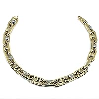 Jewelry Affairs 14k Yellow And White Gold Oval Link Mens Fancy Bracelet, 8.25