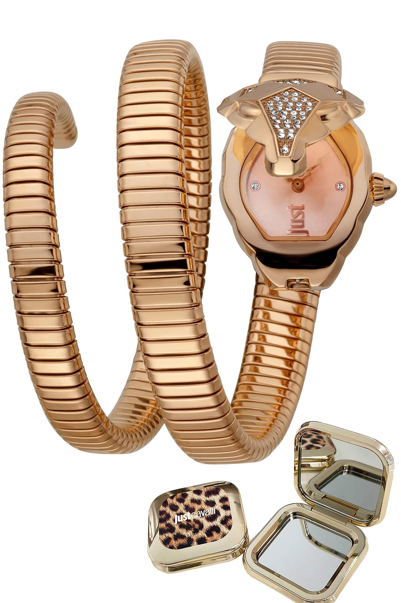 Just Cavalli Women's Quartz Watch with Stainless Steel Strap, Rose Gold, 18 (Model: JC1L073M0035), Pink