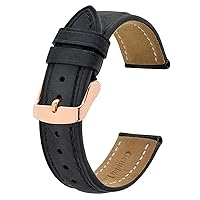BISONSTRAP Vintage Watch Straps with Gold/Rose Gold Buckle, Leather Replacement Band 18mm 20mm 22mm