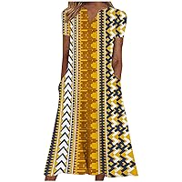 Dresses for Women 2024 Fashion Ladies Flowy A Line Elegant Short Sleeve Spring Summer Long Maxi V Neck Ankle Skirt