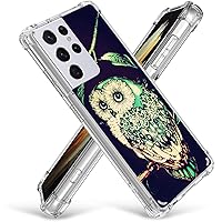 Owl Case for Samsung Galaxy S21 Ultra,Gifun Hard PC+TPU Bumper Clear Protective Case Compatible with Samsung Galaxy S21 Ultra 2021 - Vintage Owl