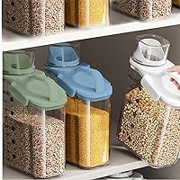 Cereal Containers Storage,2L Airtight Large Dry Food Storage Containers with Pouring Spout, Measuring Cup for Flour and Grain,BPA Free Dispenser Plastic Bin (2)