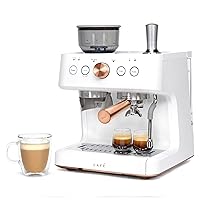 Bellissimo Semi Automatic Espresso Machine + Milk Frother | WiFi Connected, Smart Home Kitchen Essentials | Built-In Bean Grinder, 15-Bar Pump & 95-Ounce Water Reservoir | Matte White