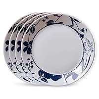 Corelle Everyday Expressions 4-Pc Salad Plates Set, Service for 4, Durable and Eco-Friendly 7-1/2-Inch Plates, Higher Rim Glass Lunch Plate Set, Microwave and Dishwasher Safe, Rutherford