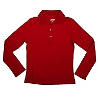 French Toast Girls' Long Sleeve Interlock Polo with Picot Collar