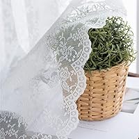 Pure White Lace Curtains 108 Inch Length - Vintage Rose Floral Lace Curtains for Living Room, Light Filtering and Privacy White Sheer Curtains 2 Panels, 52 x 108 Inch, White