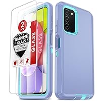 LeYi for Galaxy AO3S Phone Case: Samsung A03S Case with [2 Pack] Tempered Glass Screen Protectors, 3 in 1 Full Body Shockproof Rubber Dustproof Rugged Defender Protection Case for A03S, Light Purple