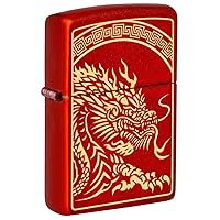 Zippo Lighter: Dragon Design, Engraved - Metallic Red 81382