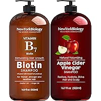 New York Biology Biotin Shampoo for Hair Growth and Thinning Hair with Apple Cider Vinegar Shampoo - Thickening Formula for Hair Loss Treatment - Helps Restore Shine, Hair Gloss – 16.9 fl. Oz