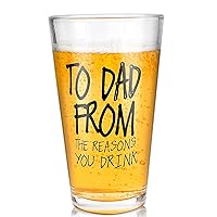 Fathers Day Dad Gifts from Daughter Son Wife,16 OZ Funny Beer Glass Gifts for Dad Men Husband Grandpa Step Dad Him,Bonus Dad Personalized Gifts for Fathers Day Birthday Christmas Anniversary