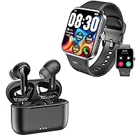 TOZO S4 AcuFit One Smartwatch 1.78-inch Bluetooth Talk Dial Fitness Tracker Black + NC2 Bluetooth 5.3 Stereo Earphones Black