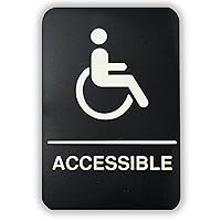 Tablecraft Handicap Accessible Restroom Sign, ADA Compliant, Unisex Braille Bathroom Door Signage, Commercial Business, Office Public and Foodservice Use, Hangs with Double Sided Tape, 6x9, Black