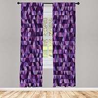 Ambesonne Geometric Window Curtains, Triangle Grid Pattern Mosaic Tile in Lavender Plum Purple Amethyst Tones of Color, Decorative 2-Panel Set & Rod Pocket, Pair of - 28