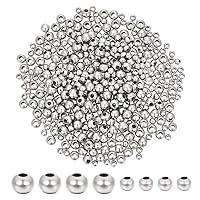 400Pcs 2 Sizes Round Beads Stainless Steel Beads 4/6mm Spacer Beads Loose Beads Metal Beads Smooth Beads Bracelet Beads Finding for DIY Necklace Jewelry Making Supplies
