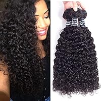 Amella Hair Brazilian Curly Hair Weave 3 Bundles(10 12 14inch, 285g) 100% Unprocessed Brazilian Virgin Kinkys Curly Human Hair Extensions Natural Black Color