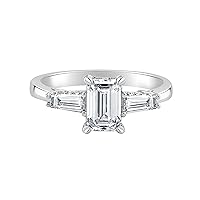 Diamond Wish IGI Certified 1 1/2 to 2 3/4 Carat Emerald Cut Lab Grown Diamond Tapered Baguette Engagement Ring for Women in 14k Gold with Ribbon Halo (I-J, VS-SI, cttw) Anniversary Ring Size 4 to 9