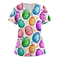 Easter Outfits for Girls, Comfort Colors Tshirt Red Blouses for Women Dressy Ladies Plus Size Tee Womens Shirt Easter Printed Blouse Daily Tunic Cross V-Neck Foral Print Dressy (Multicolor,4X-Large)