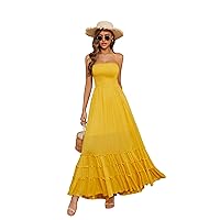 R.YIposha Women's Sleeveless Halter Beach Dresses Strappy Backless Bohemian Maxi Long Dress