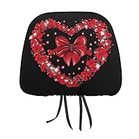 Red Heart Disease Car Headrest Covers Custom Car Seat Head Rest Protector Personalized Auto Accessories for Unisex