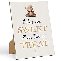 Babies are Sweet Take a Treat Sign Baby Shower Game Sign-8×11 Inches, Little Bear Wooden Sign, Gender Neutral Tabletop Decor for Gender Reveal Party, Baby Shower Party Supplies Decoration-LA84