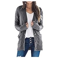 Cardigan Sweaters for Women Open Front Cardigan Sweaters Button Down Cable Knit Chunky Outwear Coats Fall Sweaters