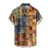 Novelty 3D Printed Casual T Shirts for Men Retro Short Sleeve Plaid Graphic Tee Tops Stylish Button Down Beach Shirts M-4XL
