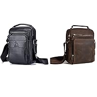 BAIGIO Men's Genuine Leather Shoulder Bag Messenger Briefcase Vintage Crossbody Bags
