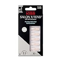 KISS Salon X-tend, Press-On Nails, Nail glue included, Trustfall', Beige, Long Size, Coffin Shape, Includes 30 Nails, 5Ml Led Soft Gel Adhesive, 1 Manicure Stick, 1 New Mini File, New Prep Pad