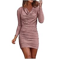 Women Homecoming Dresses Cocktail Party Bodycon Dress Ruched Prom Sexy Sequin Strap Dress Evening Party Mini Dress