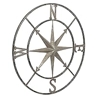 Metal Compass Wall Décor, Distressed Silver