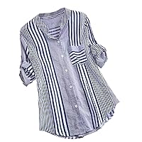 Blouse for Women Dressy Casual Women's Loose Button Down Blouse V-Neck Long Sleeve Office Blouse Work Shirt Blouses