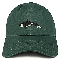 Trendy Apparel Shop Orca Killer Whale Embroidered Brushed Cotton Dad Hat Cap