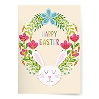 Designer Greetings Easter Packaged Cards, Floral Easter Bunny Design (8 Cards with White Envelopes) – Perfect for Kids