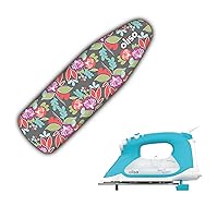 Oliso TG1600 Pro Plus 1800 Watt SmartIron with Auto Lift (Turquoise) & OLISO Ironing Board Cover, durable 100% cotton lined with professional grade felt pad (Floral)