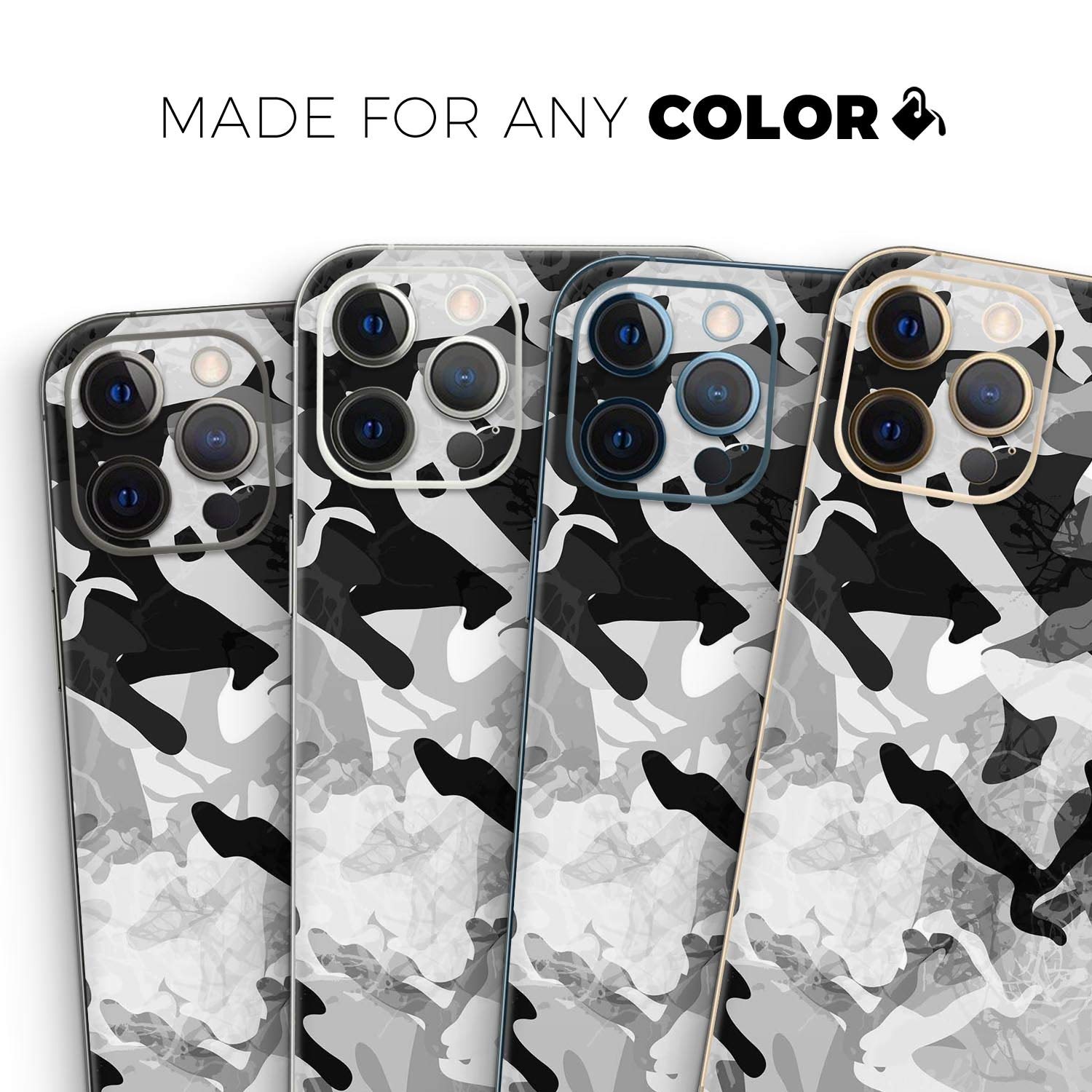 DesignSkinz Full Body Skin Decal Wrap Kit Compatible with iPhone 15 Pro Max - Desert Snow Camouflage V2