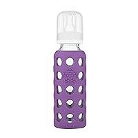 Lifefactory Glass Baby Bottle with Stage 2 Nipple and Protective Silicone Sleeve Grape 9 Oz (LF110021C4)