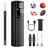 Electric Ball Pump, Portable Air Pump with Digital Precise Pressure Gauge and LCD Display,Max 18 PSI,Fast Inflation for Sports Balls (Basketball, Soccer Ball, Volleyball,Football),2Needles & 2Nozzles