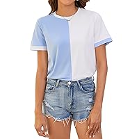 Milumia Women's Casual Color Block Short Sleeve T Shirt Crew Neck Tee T Shirt Tops