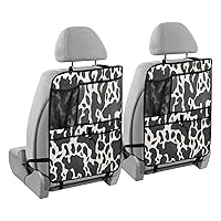 Car Seat Protector with Organizer - Cow Texture Back Seat Protector Kick Mats, Waterproof Back Seat Protector with Mesh Pockets & Tablet Holder 2 Pack