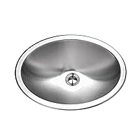 HOUZER CHT-1800-1 Stainless Steel Opus 18 inch Drop-in Topmount Oval Bathroom Sink without Overflow-CHT-1800-1, 17-3/4