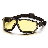 Pyramex V2G Safety Glasses, Black Frame/Amber Anti-Fog Lens