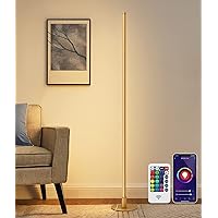 Modern LED Corner Floor Lamp with Smart App & Remote Control, Minimalist Dimmable Light Compatible with Alexa, Google Home, 57.5